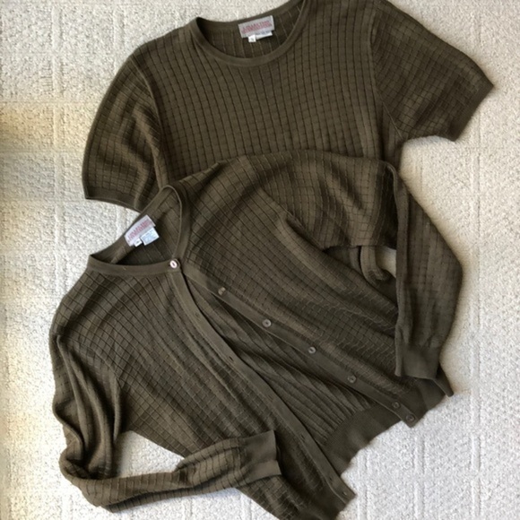 Collection international silk army grn sweater set - Picture 5 of 8
